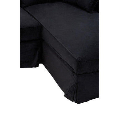 Orsina Ralph 3 Seater Black Velvet Sofa with Right-Hand Chaise