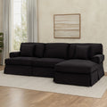 Orsina Ralph 3 Seater Black Velvet Sofa with Right-Hand Chaise