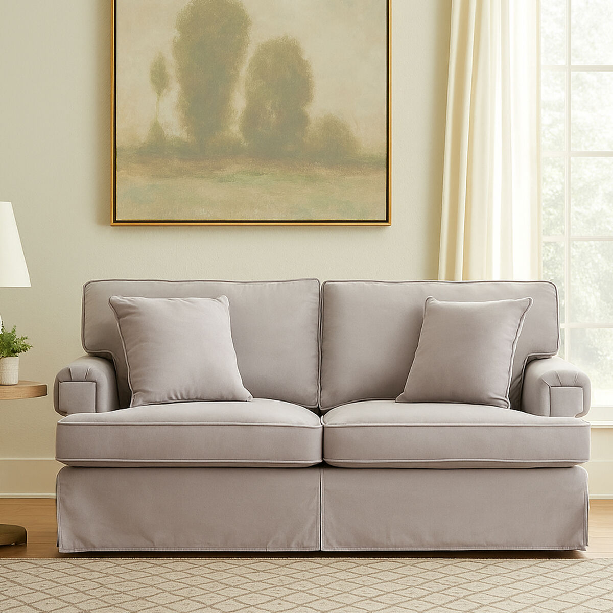 Orsina Ralph 2 Seater Grey Velvet Sofa – Compact Modern Loveseat