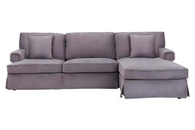 Orsina Ralph 3 Seater Grey Velvet Right Chaise Sofa | Modern Sectional