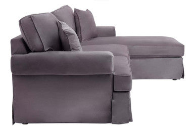 Orsina Ralph 3 Seater Grey Velvet Right Chaise Sofa | Modern Sectional