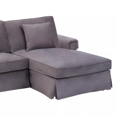 Orsina Ralph 3 Seater Grey Velvet Right Chaise Sofa | Modern Sectional