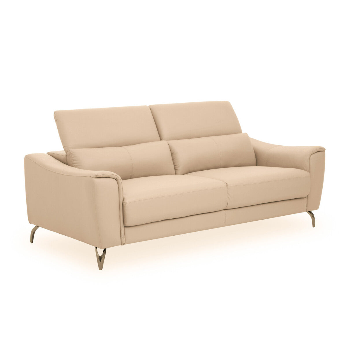 Orsina Padua 3 Seater Stone Leather Sofa with Adjustable Headrests