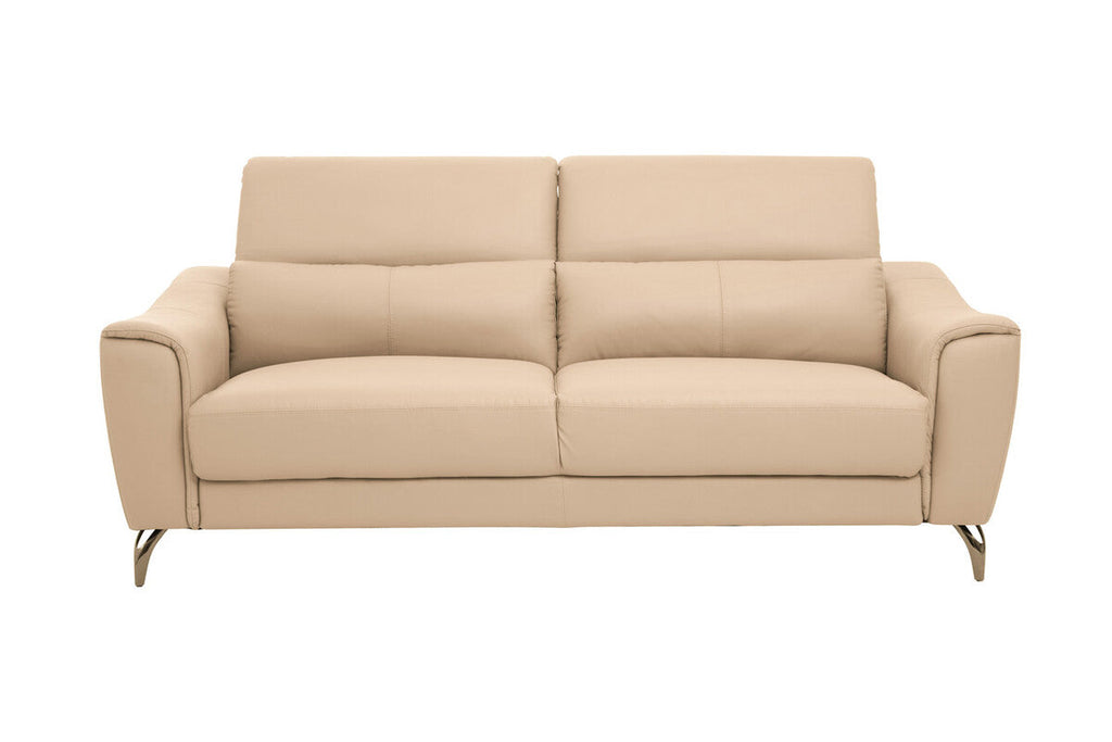 Orsina Padua 3 Seater Stone Leather Sofa with Adjustable Headrests