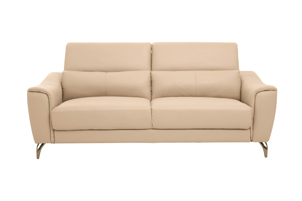 Orsina Padua 3 Seater Stone Leather Sofa with Adjustable Headrests