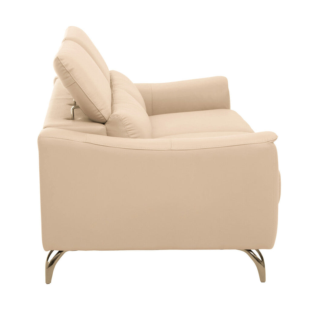 Orsina Padua 3 Seater Stone Leather Sofa with Adjustable Headrests