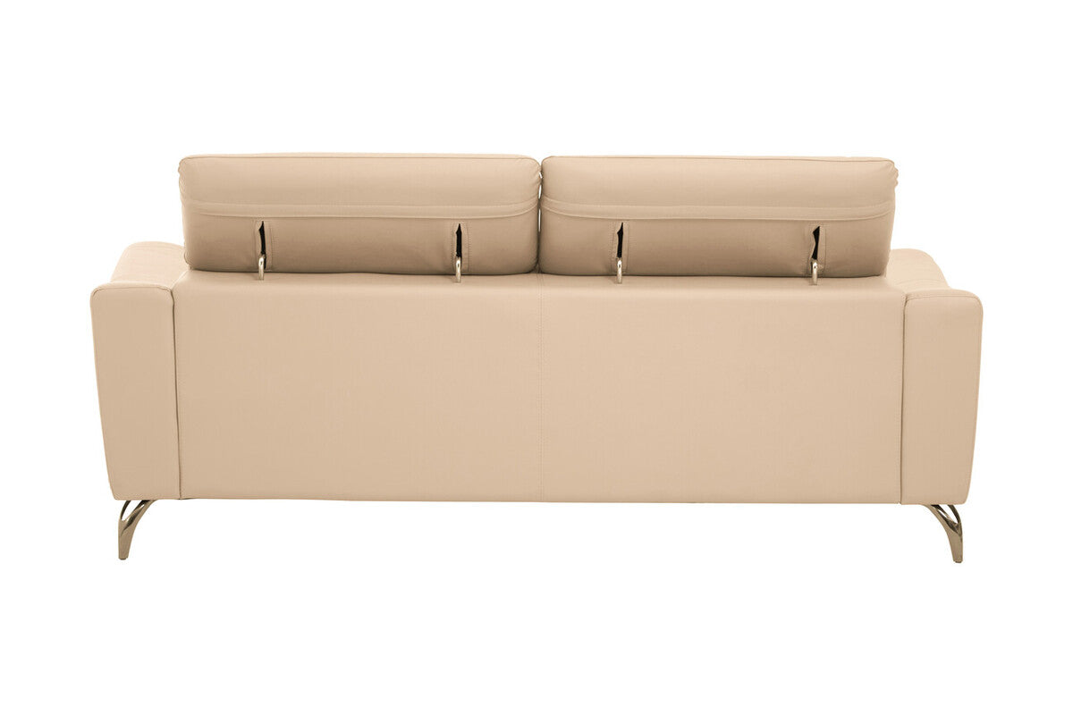 Orsina Padua 3 Seater Stone Leather Sofa with Adjustable Headrests