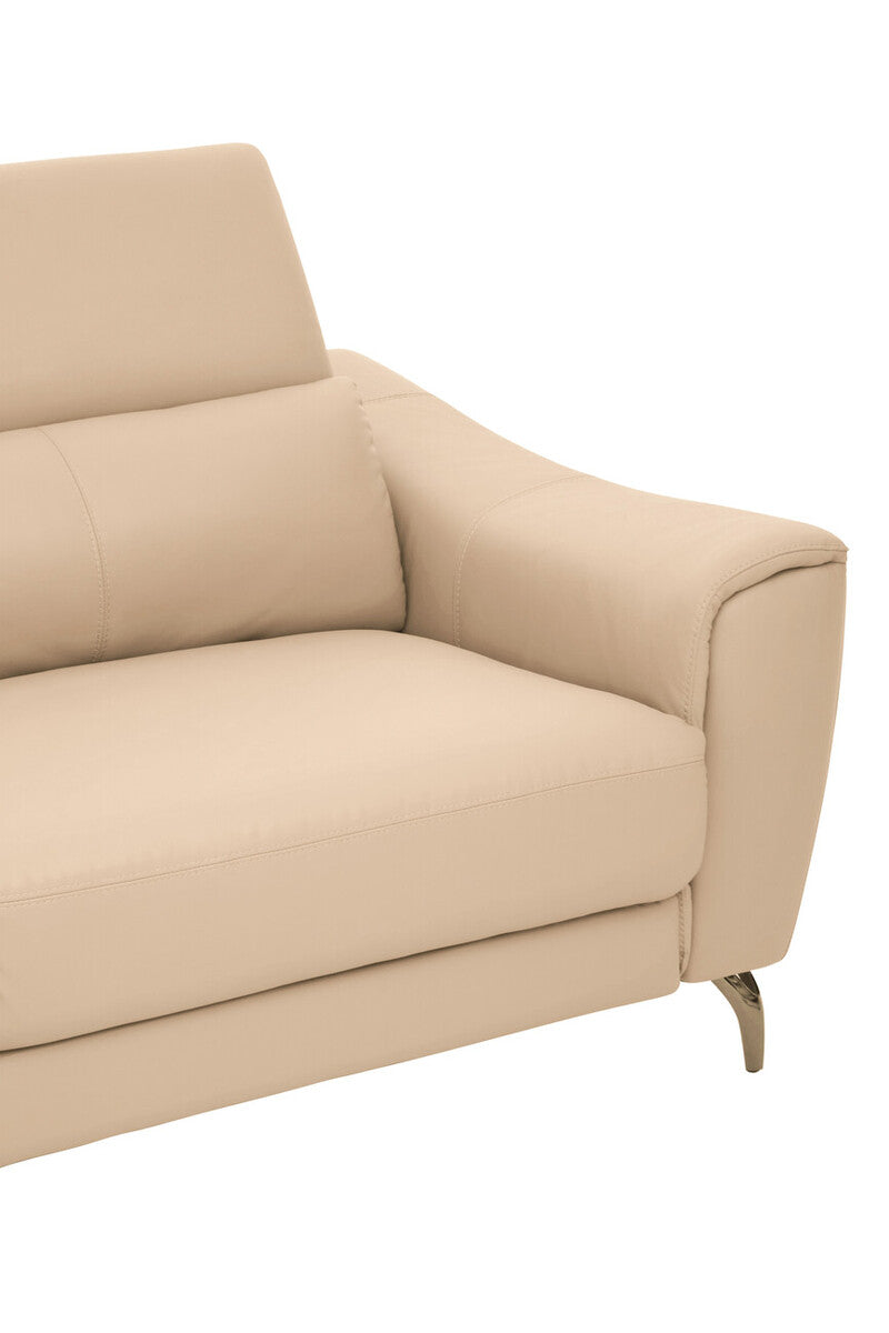 Orsina Padua 3 Seater Stone Leather Sofa with Adjustable Headrests