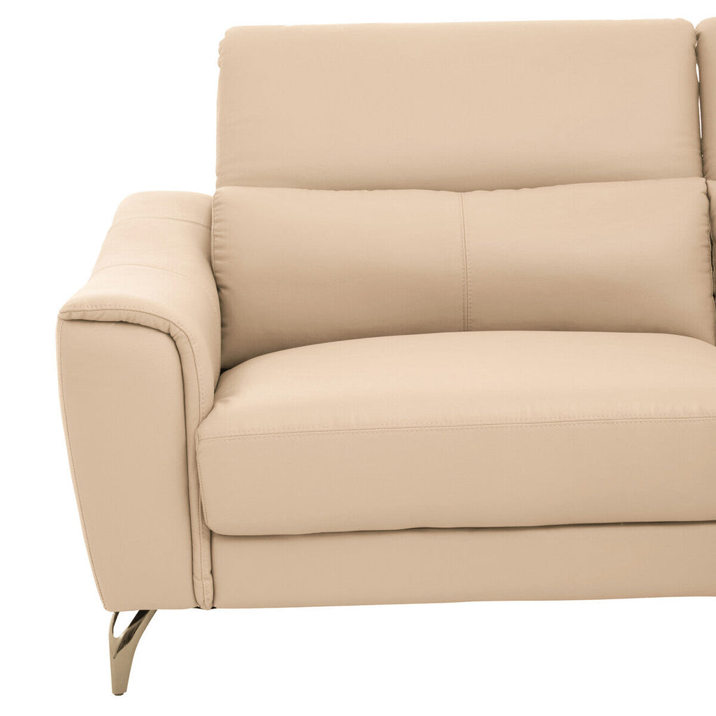 Orsina Padua 3 Seater Stone Leather Sofa with Adjustable Headrests