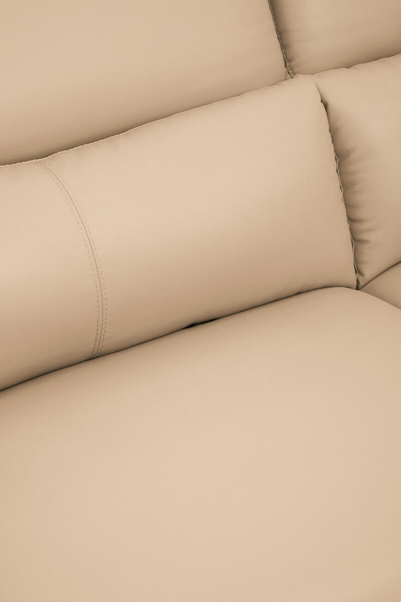 Orsina Padua 3 Seater Stone Leather Sofa with Adjustable Headrests