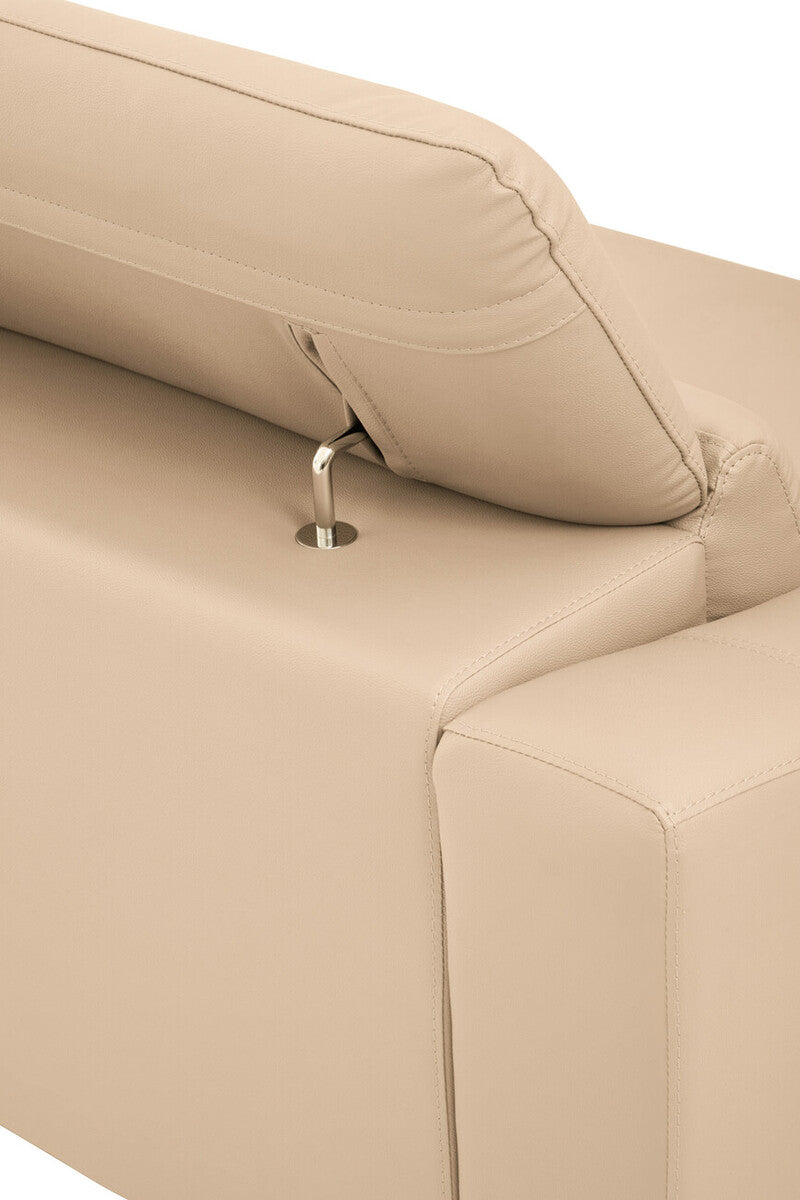 Orsina Padua 3 Seater Stone Leather Sofa with Adjustable Headrests