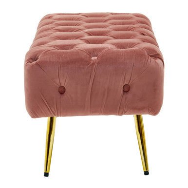 Orsina Tamra Dusty Pink Velvet Tufted Bench with Gold Legs