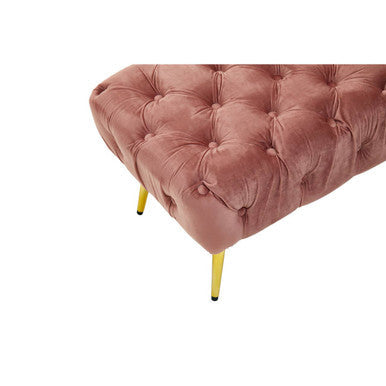 Orsina Tamra Dusty Pink Velvet Tufted Bench with Gold Legs