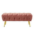 Orsina Tamra Dusty Pink Velvet Tufted Bench with Gold Legs