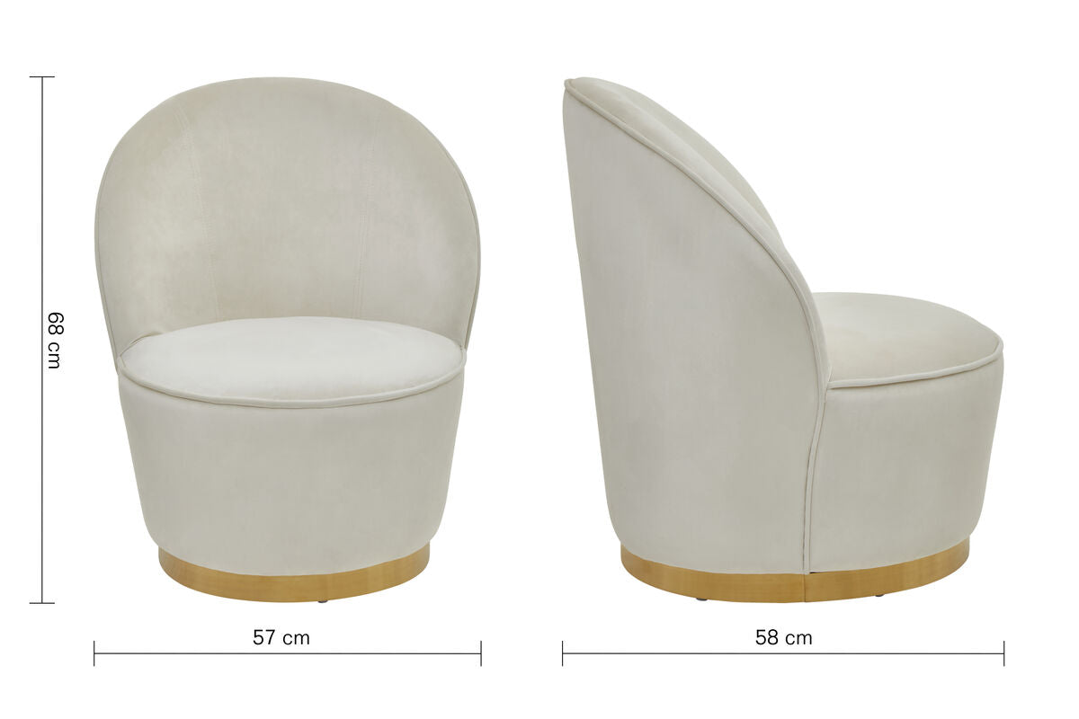 Orsina Kids Tamra Velvet Armchair – Cream and Gold Reading Chair