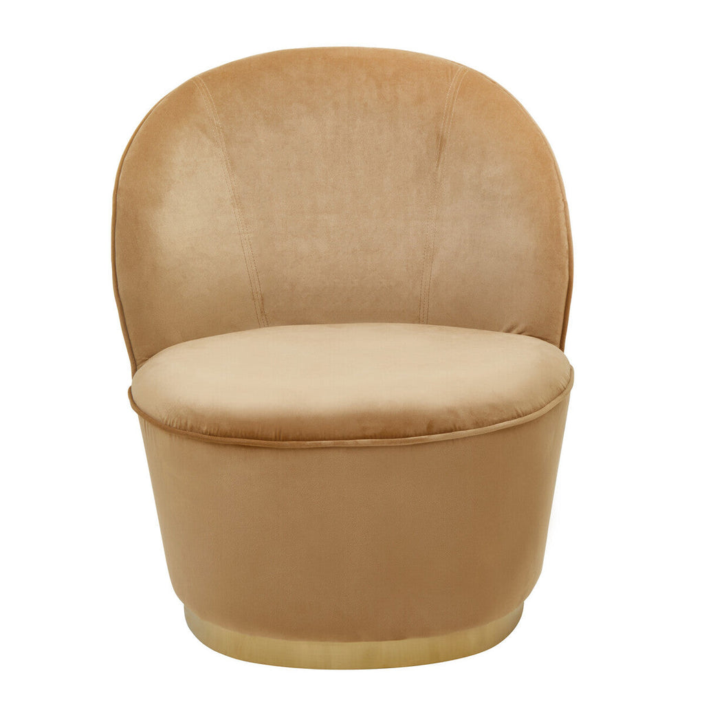 Orsina Tamra Kids Velvet Barrel Chair with Gold Base – Beige