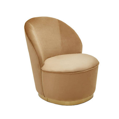 Orsina Tamra Kids Velvet Barrel Chair with Gold Base – Beige