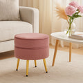 Orsina Tamra Round Velvet Footstool – Dusty Pink with Gold Legs