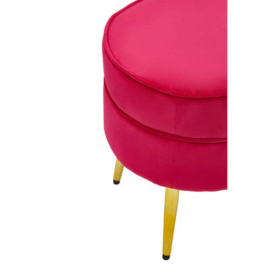 Orsina Tamra Round Pink Velvet Footstool with Gold Legs | Ottoman