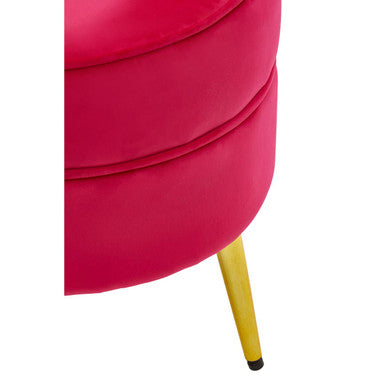 Orsina Tamra Round Pink Velvet Footstool with Gold Legs | Ottoman