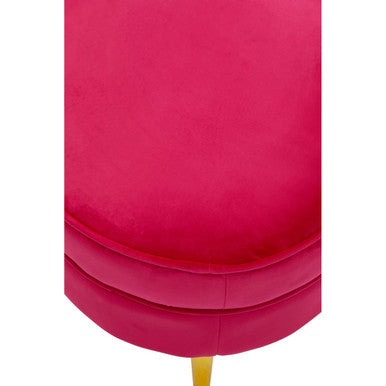 Orsina Tamra Round Pink Velvet Footstool with Gold Legs | Ottoman