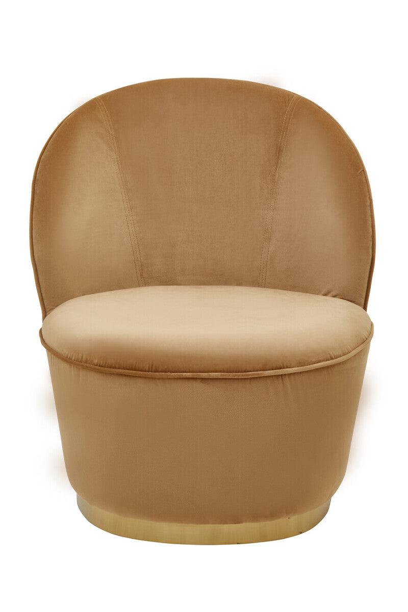 Orsina Tamra Beige Velvet Barrel Accent Chair with Gold Base