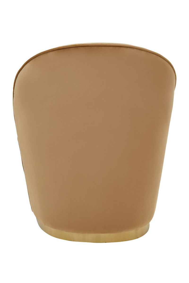 Orsina Tamra Beige Velvet Barrel Accent Chair with Gold Base
