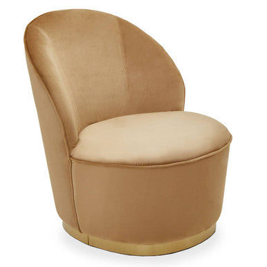 Orsina Tamra Beige Velvet Barrel Accent Chair with Gold Base