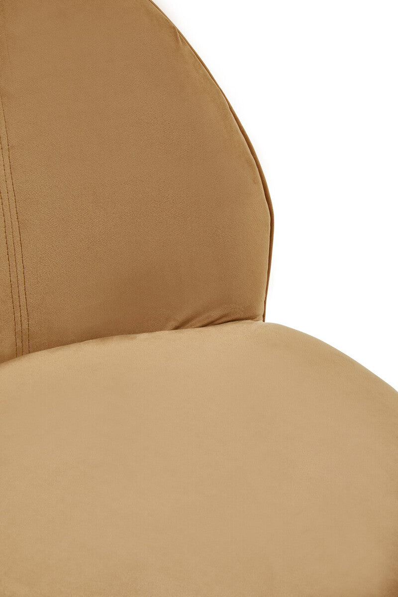 Orsina Tamra Beige Velvet Barrel Accent Chair with Gold Base