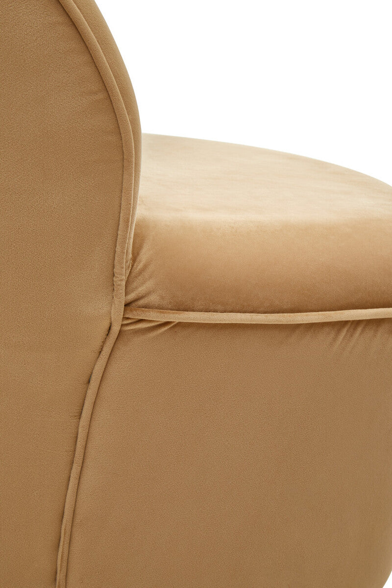 Orsina Tamra Beige Velvet Barrel Accent Chair with Gold Base