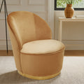 Orsina Tamra Beige Velvet Barrel Accent Chair with Gold Base