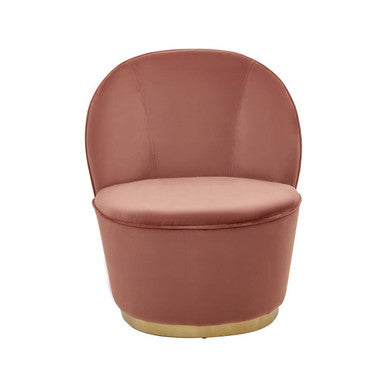 Orsina Tamra Dusty Pink Velvet Barrel Accent Chair with Gold Base