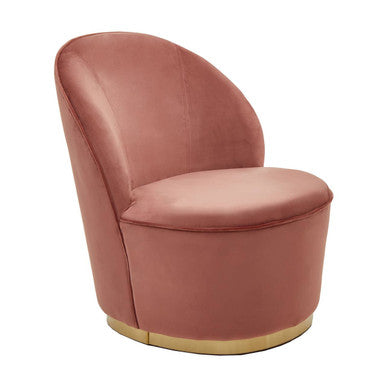 Orsina Tamra Dusty Pink Velvet Barrel Accent Chair with Gold Base