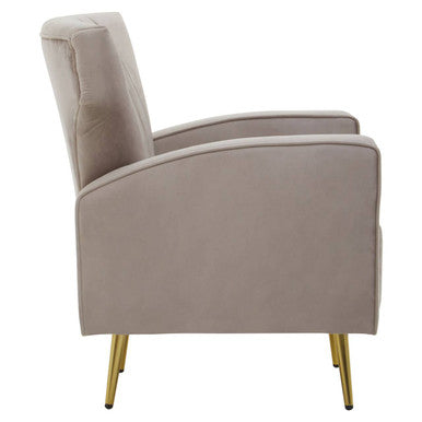 Orsina Hayley Mink Velvet Armchair – Tufted Accent Chair with Gold Legs
