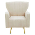 Orsina Hayley Natural Velvet Armchair – Tufted Accent Chair with Gold Legs