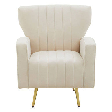 Orsina Hayley Natural Velvet Armchair – Tufted Accent Chair with Gold Legs