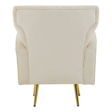 Orsina Hayley Natural Velvet Armchair – Tufted Accent Chair with Gold Legs