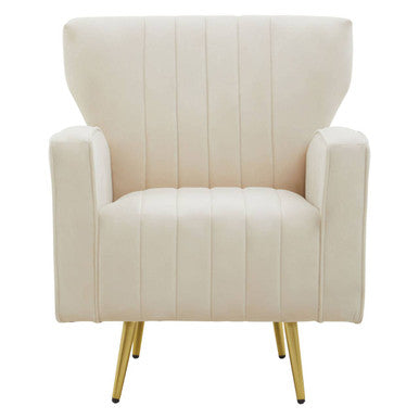 Orsina Hayley Natural Velvet Armchair – Tufted Accent Chair with Gold Legs