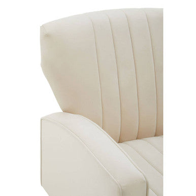 Orsina Hayley Natural Velvet Armchair – Tufted Accent Chair with Gold Legs