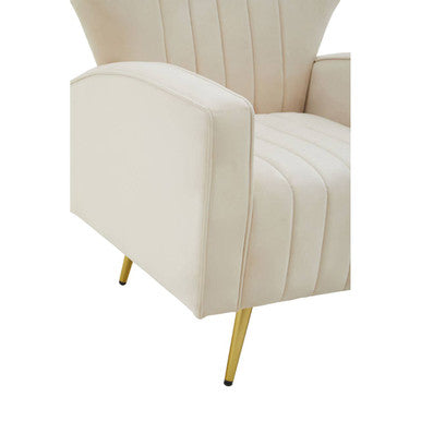 Orsina Hayley Natural Velvet Armchair – Tufted Accent Chair with Gold Legs