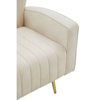 Orsina Hayley Natural Velvet Armchair – Tufted Accent Chair with Gold Legs