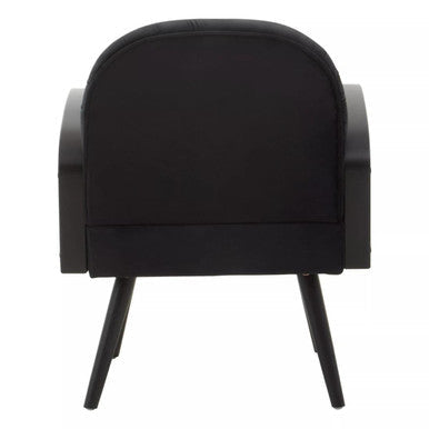 Orsina Hala Black Velvet and Rattan Armchair – Modern Accent Chair