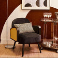 Orsina Hala Black Velvet and Rattan Armchair – Modern Accent Chair