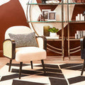 Orsina Hala Cream Velvet and Rattan Armchair – Modern Accent Chair