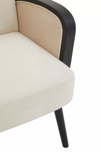 Orsina Hala Cream Velvet and Rattan Armchair – Modern Accent Chair