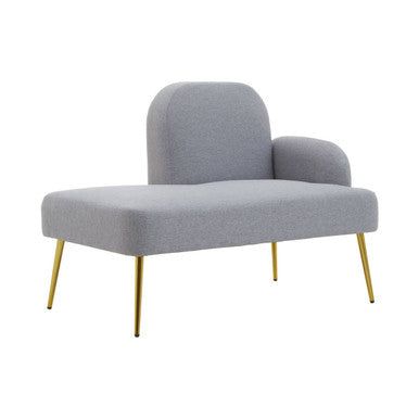 Orsina Heather Grey Right Hand Chaise Longue with Gold Legs