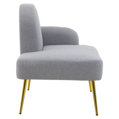 Orsina Heather Grey Right Hand Chaise Longue with Gold Legs