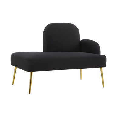 Orsina Heather Black Right Hand Chaise Longue with Gold Legs