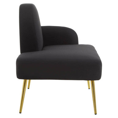 Orsina Heather Black Right Hand Chaise Longue with Gold Legs
