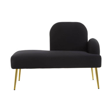 Orsina Heather Black Right Hand Chaise Longue with Gold Legs